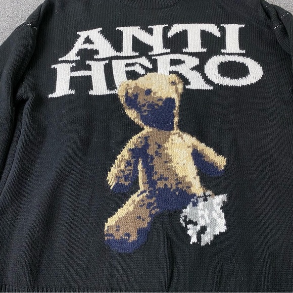 MODITEC-Anti-Hero Bear Distressed Sweater Black Women’s Size 2. - Picture 2 of 13